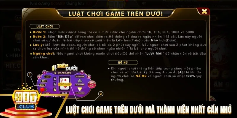 Luật chơi game Trên dưới mà thành viên nhất định phải ghi nhớ